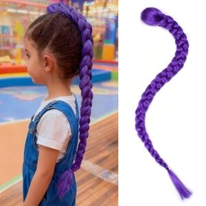 Easy Clip in Purple Ponytail Extensions 26 Inch Long Purple Braids